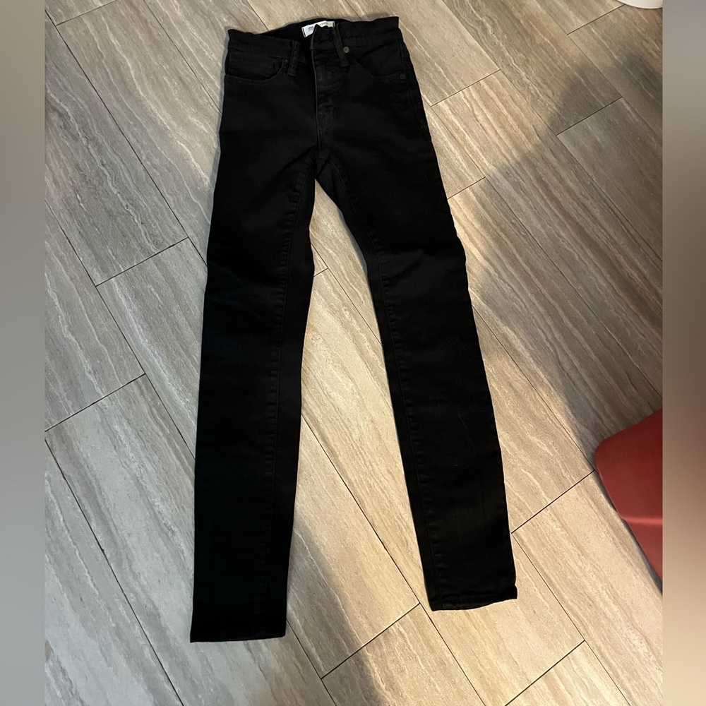 Madewell 9" High Rise Skinny Jeans Black Wash Button Fly Denim Women Size 24